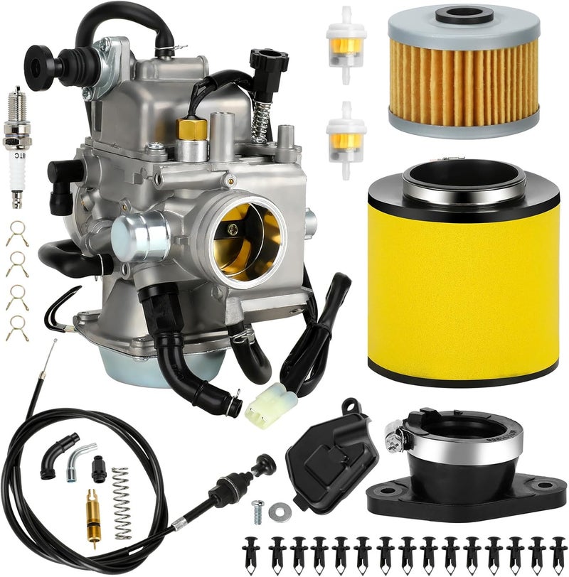 XIKOBY Racing TRX350 Carburetor Carb Kit Compatible with Rancher 350 TRX350FE TRX350FM TRX350TE TRX350TM 2000-2006 ATV 4 Wheeler Parts with Female Heater Plug Choke Cable Valve Plunger - Image 1
